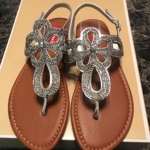 Union Bay leather sandals silver 9 NWOT